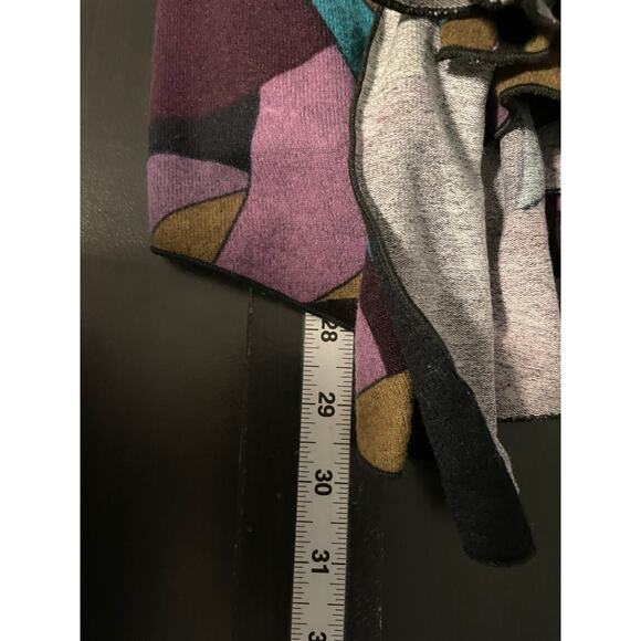 Loco Lindo Womens Tunic L/XL Purple Geometric Faux Wrap Stretch Asymmetric Boho - Picture 6 of 8